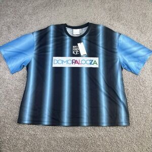 le PERE Mesh Jersey Mens XXL Domopalooza Black Blue Stripe Soccer Gorpcore